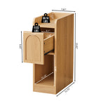 7.87" Ultra Narrow Nightstand Set of 2 with Drawer and Open Shelf, Arched Pattern Design Bedside Table for Bedroom