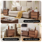YOCWO 2 Drawer Nightstand for Bedroom, Mid Century Bedside Table with Arc Edge and Round Leg, Wood Storage Chest of Drawer Organizer for Bedroom Living Room Hallway Closet