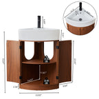 YOCWO Fluted Corner Bathroom Vanity with Sink,Freestanding Space-Saving Bathroom Vanity Sink Combo, Wall Drainage Only, Floor Drainage NO