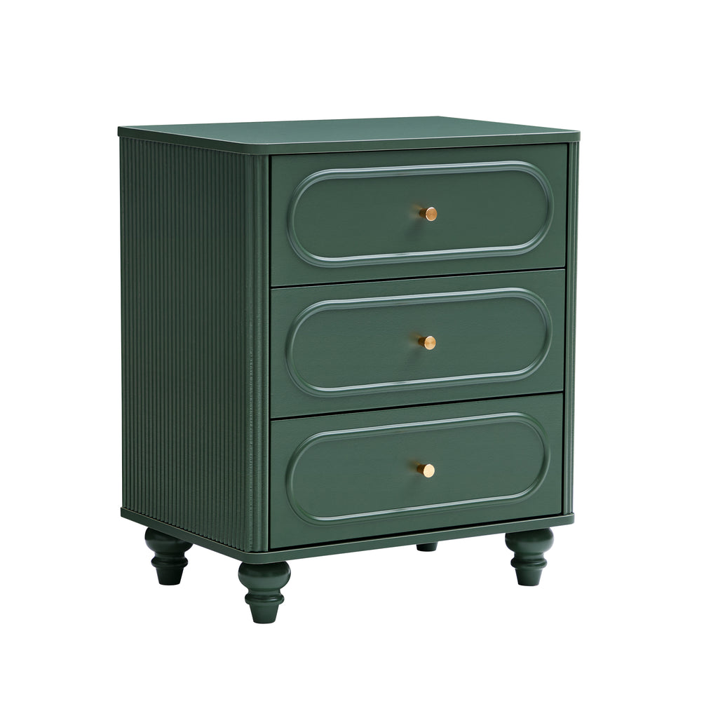 YOCWO 3 Drawer Nightstand for Bedroom Set of 2, Classic Chest of Drawers with Arc Edge
