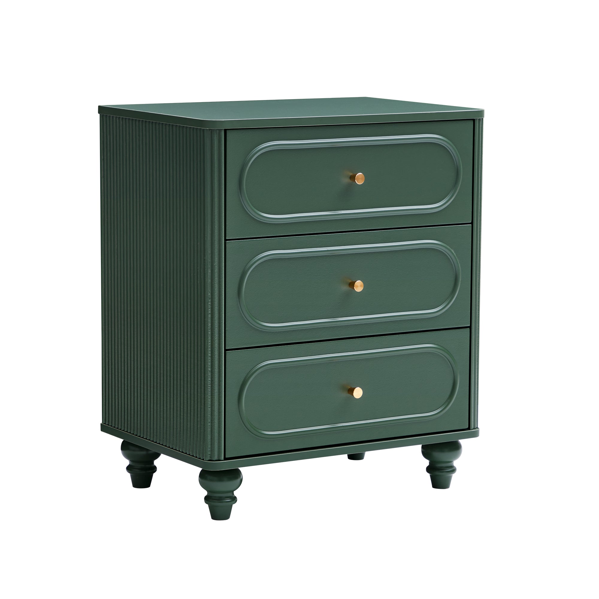 YOCWO 3 Drawer Nightstand for Bedroom Set of 2, Classic Chest of Drawers with Arc Edge