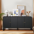 YOCWO Fluted Sideboard and Buffets, Buffet Storage Cabinet with 4 Doors and Adjustable Shelves, Accent Cabinet for Living Room Kitchen Entryway