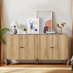 YOCWO Fluted Sideboard and Buffets, Buffet Storage Cabinet with 4 Doors and Adjustable Shelves, Accent Cabinet for Living Room Kitchen Entryway