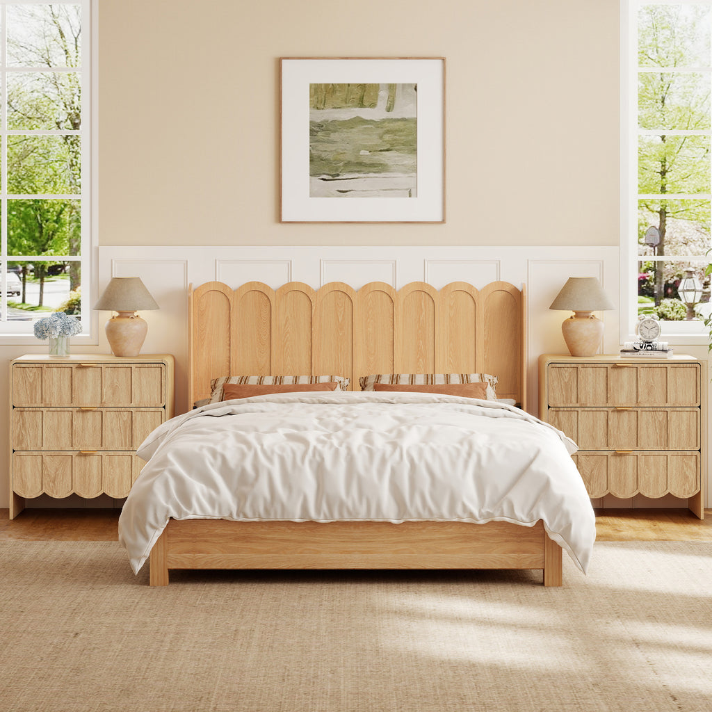 YOCWO Queen/King Size Headboard with LED Lights & Adjustable Height, Wave Panel Head Board with Rounded Corners, Headboard Only(Bed Frame Not Included)