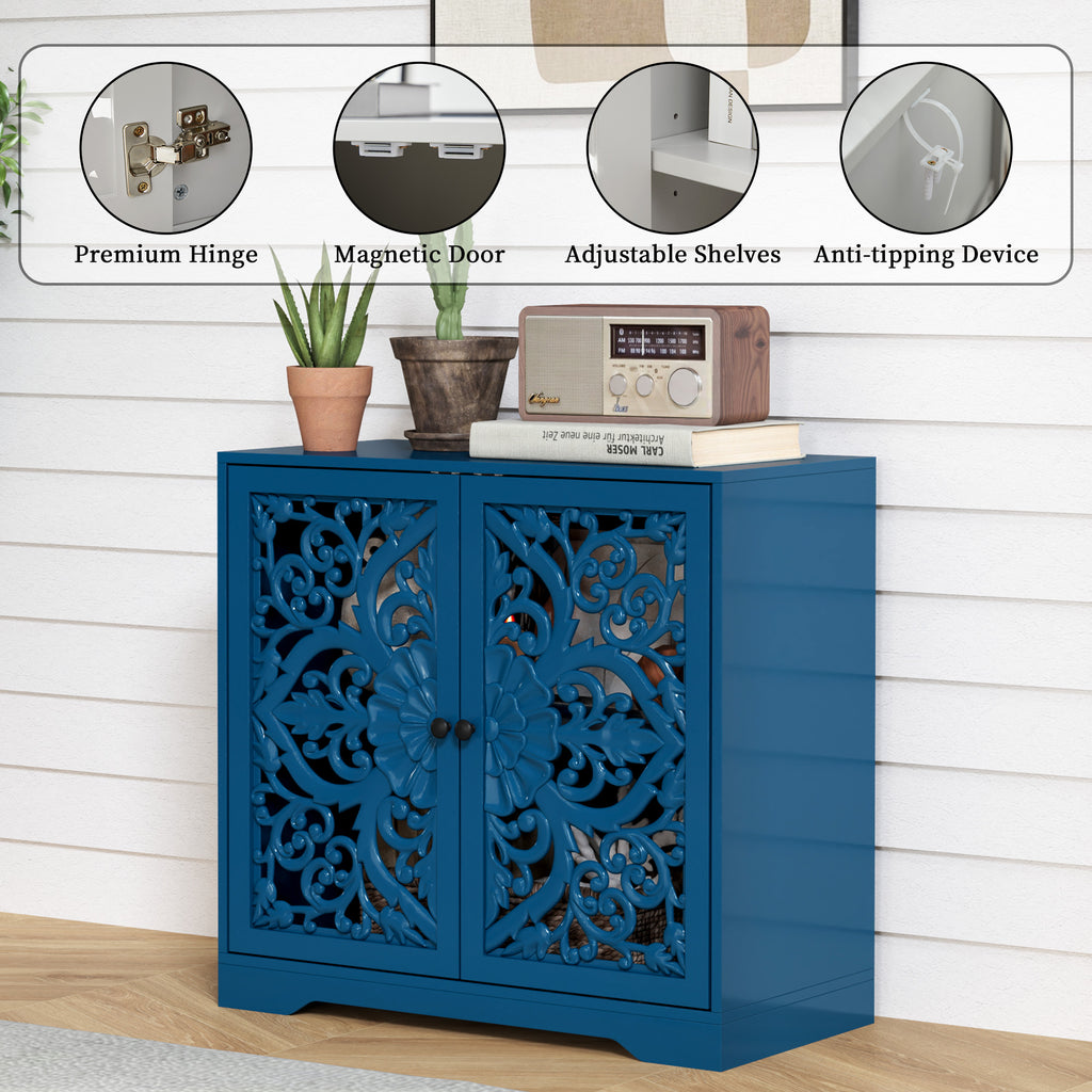 Accent Cabinet with Hollow Carved Door for Entryway Hallway
