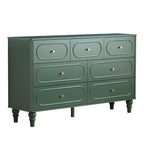 YOCWO 7 Drawer Fluted Dresser for Bedroom, Mid Century Chest of Drawers with Arc Edge, Wood Storage Large Dresser Organizer for Bedroom Living Room Hallway Closet