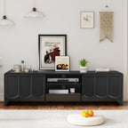 YOCWO TV Stands for 65 inch tv, TV Stand with Sliding Wave Doors, Wood Entertainment Center for TVs, Media Console Cabinet with Open Storage for Living Room