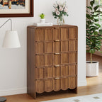 YOCWO 5 Drawer Dresser with Wave Panel, Mid Century Tall Storage Dresser Chest of Drawer for Bedroom