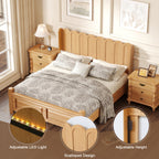 YOCWO Queen/King Size Headboard with LED Lights & Adjustable Height, Wave Panel Head Board with Rounded Corners, Headboard Only(Bed Frame Not Included)