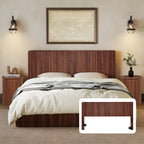 YOCWO Headboard for King Size Bed with Charging Station, Fluted Grooved Panel Head Board with Rounded Corners, Walnut, Headboard Only(Bed Frame Not Included)