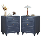 YOCWO 3 Drawer Nightstand for Bedroom Set of 2, Classic Chest of Drawers with Arc Edge