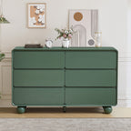 YOCWO 6 Drawer Dresser for Bedroom, Mid Century Chest of Drawers with Arc Edge and Round Leg, Wood Storage Large Dresser Organizer for Bedroom Living Room Hallway Closet