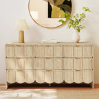 YOCWO 9 Drawer Dresser with Wave Panel, Mid Century Storage Dresser Chest of Drawer for Bedroom