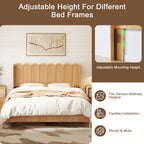 YOCWO Queen/King Size Headboard with LED Lights & Adjustable Height, Wave Panel Head Board with Rounded Corners, Headboard Only(Bed Frame Not Included)