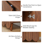 YOCWO Sideboard and Buffets with Wave Carved Line Design, Mid Century Buffet Storage Cabinet with 4 Doors and Adjustable Shelves, Accent Cabinet for Living Room Kitchen Entryway, Walnut
