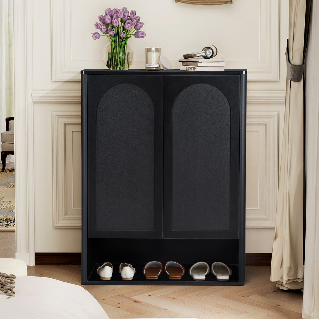 YOCWO 31.5" Wood Shoe Storage Cabinet with 2 Doors for Entryway Hallway, Shoe Closet with 3 Adjustable Shelves