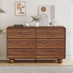 YOCWO 6 Drawer Dresser for Bedroom, Mid Century Chest of Drawers with Arc Edge and Round Leg, Wood Storage Large Dresser Organizer for Bedroom Living Room Hallway Closet