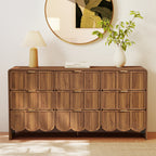 YOCWO 9 Drawer Dresser with Wave Panel, Mid Century Storage Dresser Chest of Drawer for Bedroom