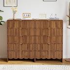 YOCWO 5 Drawer Dresser Set of 2 with Wave Panel, Mid Century Tall Storage Dresser Chest of Drawer for Bedroom