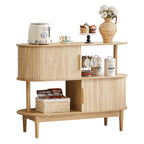 YOCWO 42.51" Oval Sideboard Buffet Cabinet with Tambour Sliding Door,Oval Curved Fluted Sideboard with Open Shelf, Buffet Storage Cabinet for Dining Room Living Room Entryway