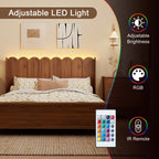 YOCWO Queen/King Size Headboard with LED Lights & Adjustable Height, Wave Panel Head Board with Rounded Corners, Headboard Only(Bed Frame Not Included)
