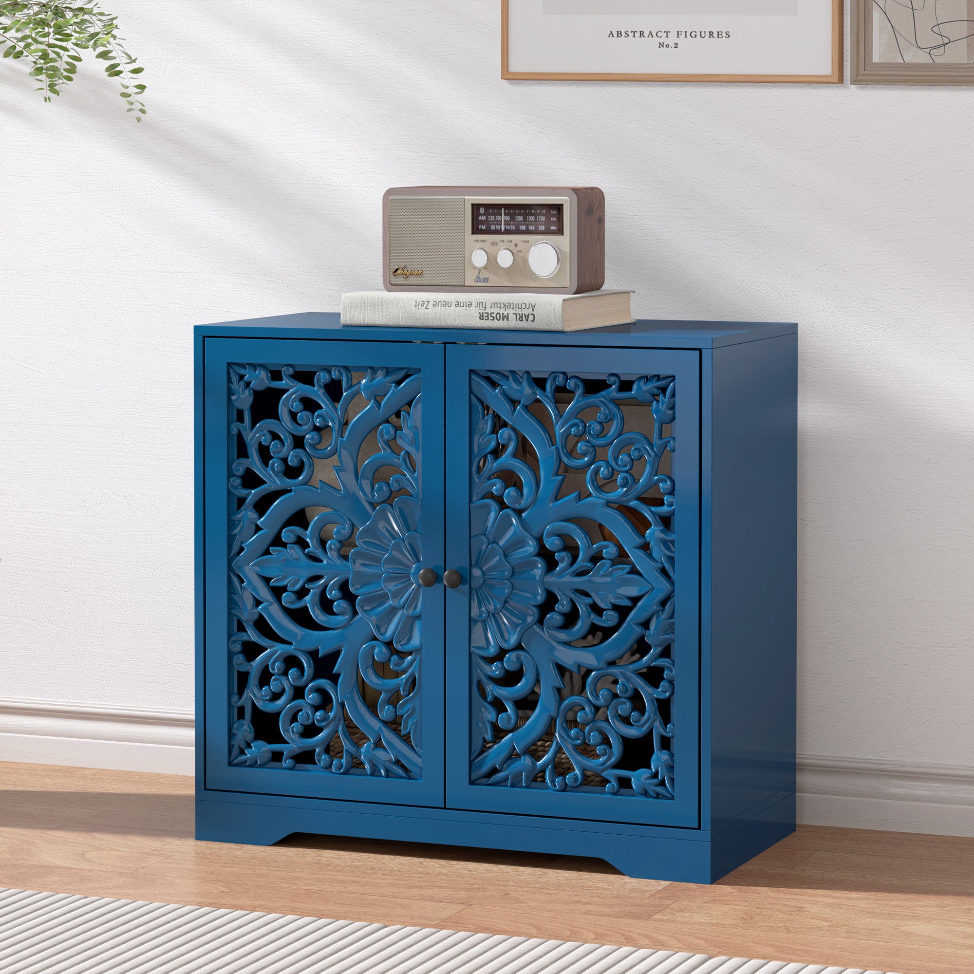 Accent Cabinet with Hollow Carved Door for Entryway Hallway
