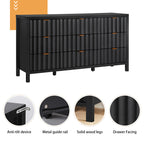 YOCWO 58.5" Wide 9 Drawer Dresser with Wave Fluted, Mid Century Storage Dresser Chest of Drawer for Bedroom