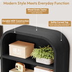 70" Tall Arched Bookcases with 1 Large Drawers & 4 Shelves, Wooden Bookshelf with Carved Line and Curved Top for Living Room Office