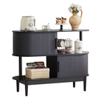 YOCWO 42.51" Oval Sideboard Buffet Cabinet with Tambour Sliding Door,Oval Curved Fluted Sideboard with Open Shelf, Buffet Storage Cabinet for Dining Room Living Room Entryway