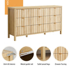 YOCWO 58.5" Wide 9 Drawer Dresser with Wave Fluted, Mid Century Storage Dresser Chest of Drawer for Bedroom