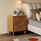 3 Drawer Fluted Nightstand, Wood Chest of Drawer for Bedroom