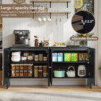 YOCWO Fluted Sideboard and Buffets, Buffet Storage Cabinet with 4 Doors and Adjustable Shelves, Accent Cabinet for Living Room Kitchen Entryway