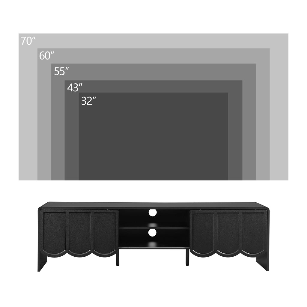 YOCWO TV Stands for 65 inch tv, TV Stand with Sliding Wave Doors, Wood Entertainment Center for TVs, Media Console Cabinet with Open Storage for Living Room