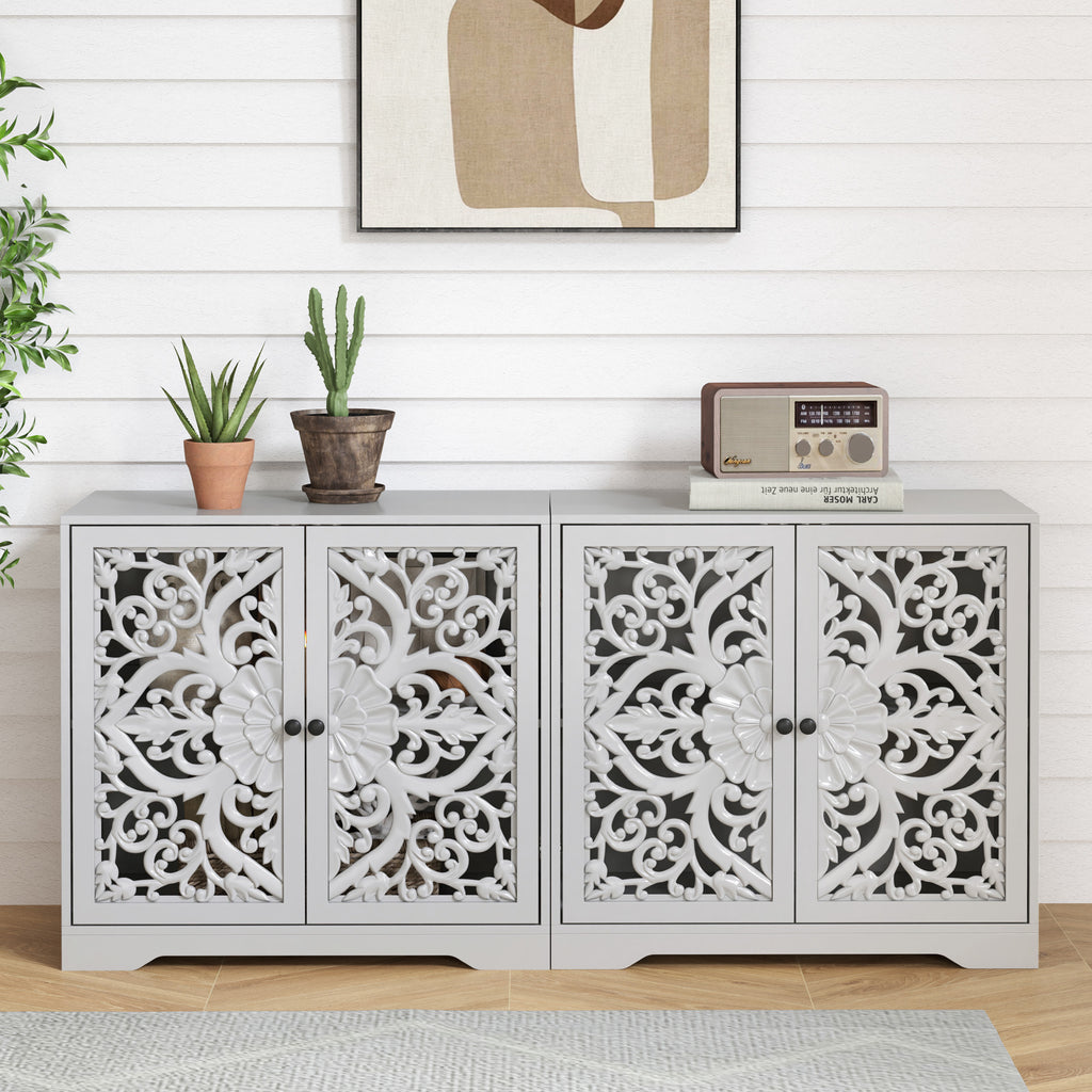 Accent Cabinet with Hollow Carved Door for Entryway Hallway
