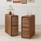 YOCWO Narrow Nightstand for Bedroom, Mid Century End Table with Arc Edge and Round Leg, Wood Storage Chest of Drawer Organizer for Bedroom Living Room Hallway Closet
