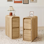 YOCWO Narrow Nightstand for Bedroom, Mid Century End Table with Arc Edge and Round Leg, Wood Storage Chest of Drawer Organizer for Bedroom Living Room Hallway Closet