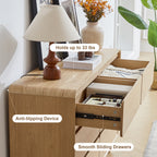 YOCWO 6 Drawer Dresser for Bedroom, Mid Century Chest of Drawers with Arc Edge and Round Leg, Wood Storage Large Dresser Organizer for Bedroom Living Room Hallway Closet