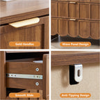 YOCWO 5 Drawer Dresser with Wave Panel, Mid Century Tall Storage Dresser Chest of Drawer for Bedroom