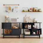 YOCWO 42.51" Oval Sideboard Buffet Cabinet with Tambour Sliding Door,Oval Curved Fluted Sideboard with Open Shelf, Buffet Storage Cabinet for Dining Room Living Room Entryway