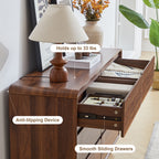 YOCWO 6 Drawer Dresser for Bedroom, Mid Century Chest of Drawers with Arc Edge and Round Leg, Wood Storage Large Dresser Organizer for Bedroom Living Room Hallway Closet