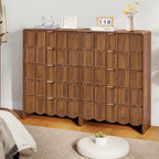 YOCWO 5 Drawer Dresser with Wave Panel, Mid Century Tall Storage Dresser Chest of Drawer for Bedroom