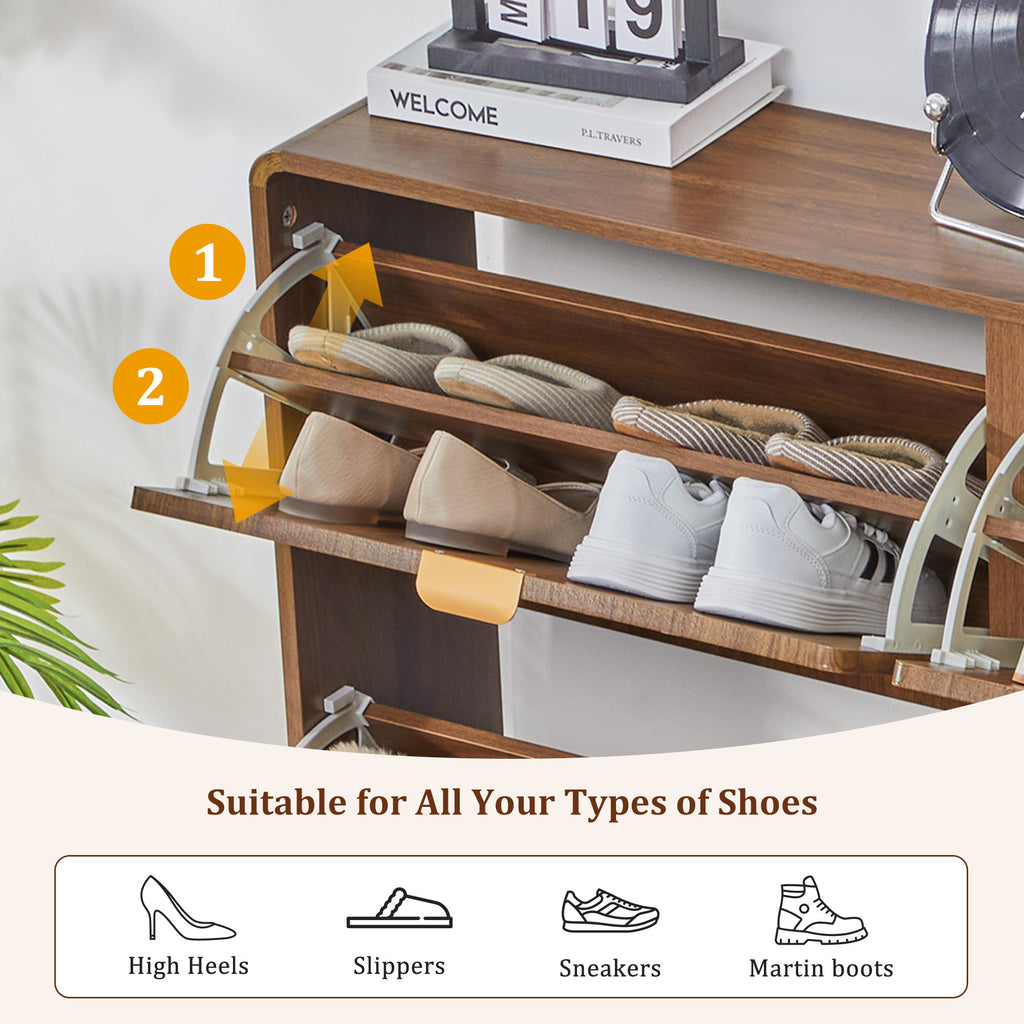 YOCWO Shoe Storage Cabinet with 4 Flip Drawers for Entryway, Shoe Rack Organizer with Wave Design