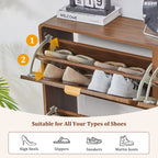 YOCWO Shoe Storage Cabinet with 4 Flip Drawers for Entryway, Shoe Rack Organizer with Wave Design