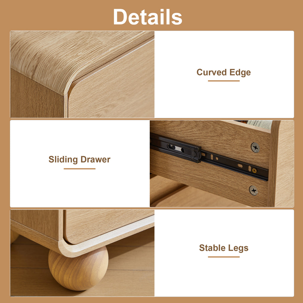 YOCWO 6 Drawer Dresser for Bedroom, Mid Century Chest of Drawers with Arc Edge and Round Leg, Wood Storage Large Dresser Organizer for Bedroom Living Room Hallway Closet