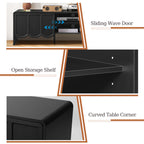 YOCWO TV Stands for 65 inch tv, TV Stand with Sliding Wave Doors, Wood Entertainment Center for TVs, Media Console Cabinet with Open Storage for Living Room