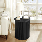 Small Round End table for Living Room with fluted Design, Circle Bedside Table for Bedroom
