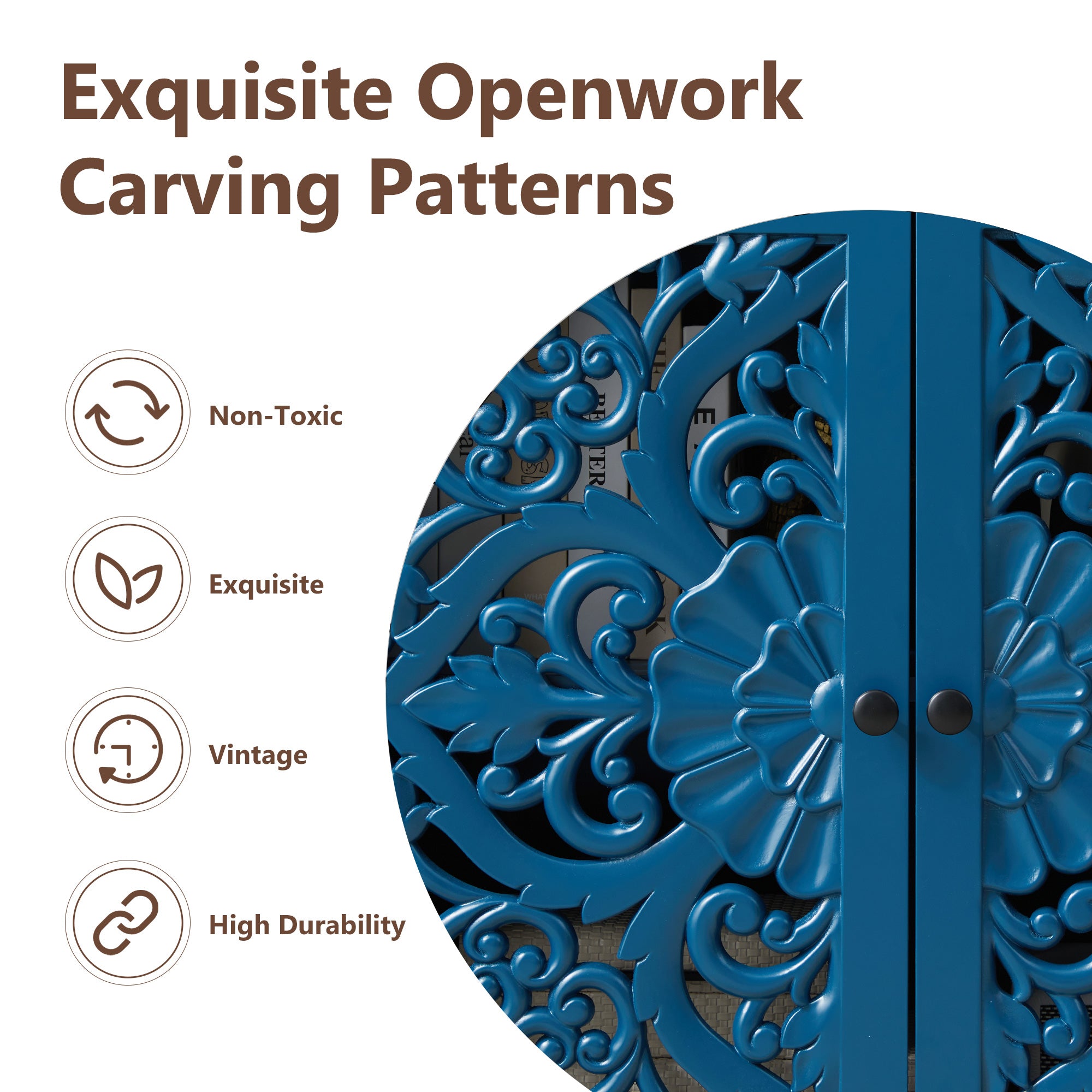 Accent Cabinet with Hollow Carved Door for Entryway Hallway