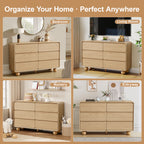 YOCWO 6 Drawer Dresser for Bedroom, Mid Century Chest of Drawers with Arc Edge and Round Leg, Wood Storage Large Dresser Organizer for Bedroom Living Room Hallway Closet