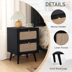 YOCWO Nightstand for Bedroom Set of 2 , Linen Bedside Table Set of 2 with Drawers