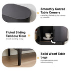 YOCWO 42.51" Oval Sideboard Buffet Cabinet with Tambour Sliding Door,Oval Curved Fluted Sideboard with Open Shelf, Buffet Storage Cabinet for Dining Room Living Room Entryway